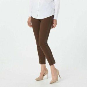 Women's Petite Signature Knit Ankle Pants w/ Grosgrain Trim - Brown